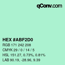 Color code: HEX #ABF2D0 | qconv.com