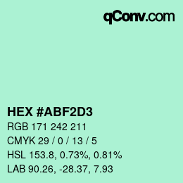 カラーコード: HEX #ABF2D3 | qconv.com