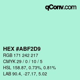 Color code: HEX #ABF2D9 | qconv.com