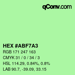 カラーコード: HEX #ABF7A3 | qconv.com