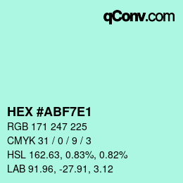Color code: HEX #ABF7E1 | qconv.com