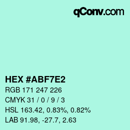 Color code: HEX #ABF7E2 | qconv.com