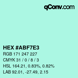 Color code: HEX #ABF7E3 | qconv.com