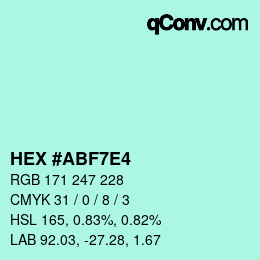 Color code: HEX #ABF7E4 | qconv.com