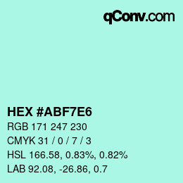 Color code: HEX #ABF7E6 | qconv.com
