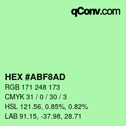 颜色代码: HEX #ABF8AD | qconv.com