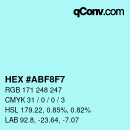 Color code: HEX #ABF8F7 | qconv.com
