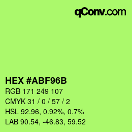 Color code: HEX #ABF96B | qconv.com