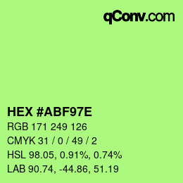 Color code: HEX #ABF97E | qconv.com