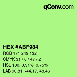 Color code: HEX #ABF984 | qconv.com