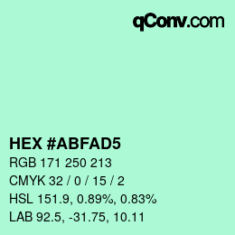 Color code: HEX #ABFAD5 | qconv.com