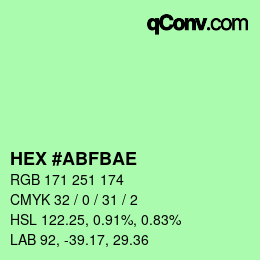 Color code: HEX #ABFBAE | qconv.com