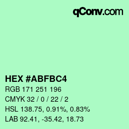 カラーコード: HEX #ABFBC4 | qconv.com