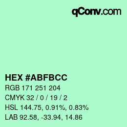 カラーコード: HEX #ABFBCC | qconv.com