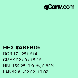 Color code: HEX #ABFBD6 | qconv.com