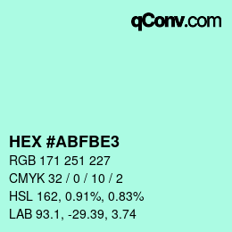 Color code: HEX #ABFBE3 | qconv.com