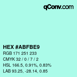 カラーコード: HEX #ABFBE9 | qconv.com