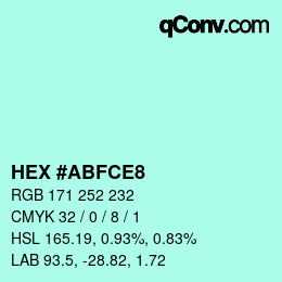 Color code: HEX #ABFCE8 | qconv.com