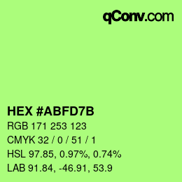 カラーコード: HEX #ABFD7B | qconv.com
