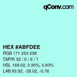 Color code: HEX #ABFDEE | qconv.com