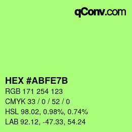Color code: HEX #ABFE7B | qconv.com