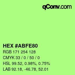 Color code: HEX #ABFE80 | qconv.com