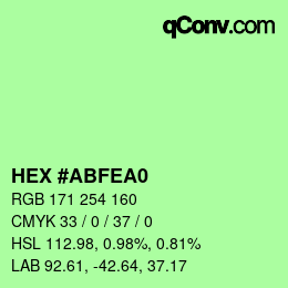 颜色代码: HEX #ABFEA0 | qconv.com