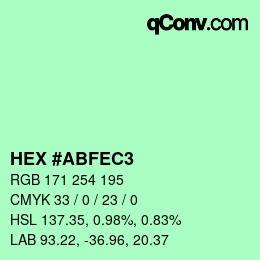カラーコード: HEX #ABFEC3 | qconv.com