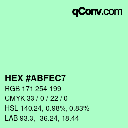 カラーコード: HEX #ABFEC7 | qconv.com