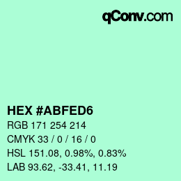 カラーコード: HEX #ABFED6 | qconv.com