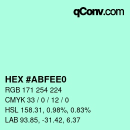 カラーコード: HEX #ABFEE0 | qconv.com