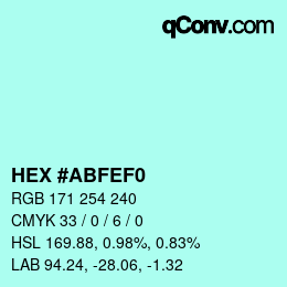 颜色代码: HEX #ABFEF0 | qconv.com