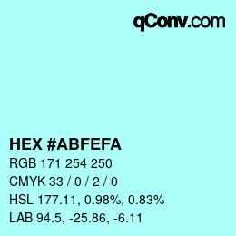 Color code: HEX #ABFEFA | qconv.com