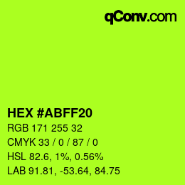颜色代码: HEX #ABFF20 | qconv.com