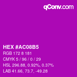 颜色代码: HEX #AC08B5 | qconv.com