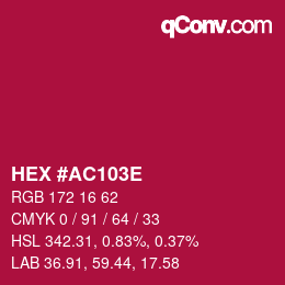 Color code: HEX #AC103E | qconv.com