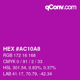 Color code: HEX #AC10A8 | qconv.com