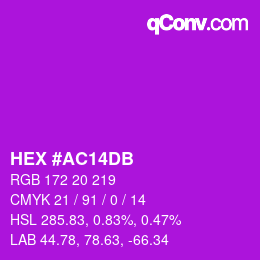 カラーコード: HEX #AC14DB | qconv.com
