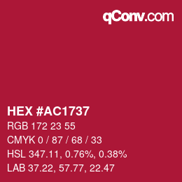 カラーコード: HEX #AC1737 | qconv.com