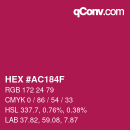 颜色代码: HEX #AC184F | qconv.com