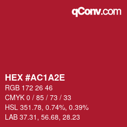 Color code: HEX #AC1A2E | qconv.com