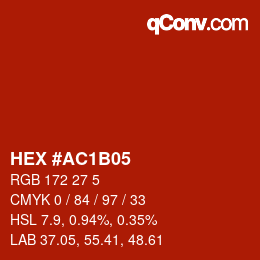 カラーコード: HEX #AC1B05 | qconv.com