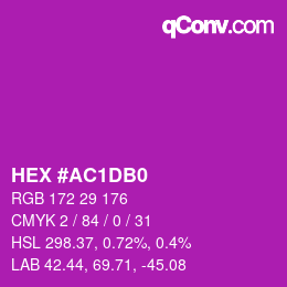 カラーコード: HEX #AC1DB0 | qconv.com