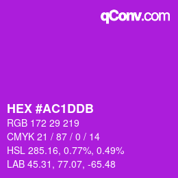 カラーコード: HEX #AC1DDB | qconv.com