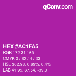 カラーコード: HEX #AC1FA5 | qconv.com