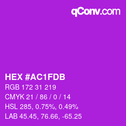 颜色代码: HEX #AC1FDB | qconv.com