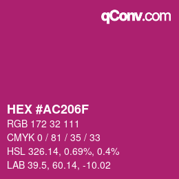 颜色代码: HEX #AC206F | qconv.com