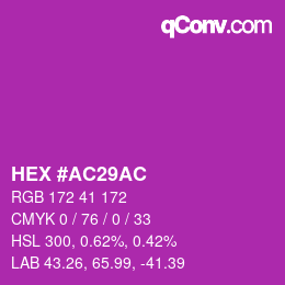 Color code: HEX #AC29AC | qconv.com