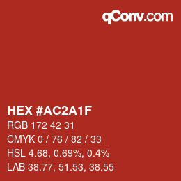 カラーコード: HEX #AC2A1F | qconv.com