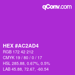 Color code: HEX #AC2AD4 | qconv.com